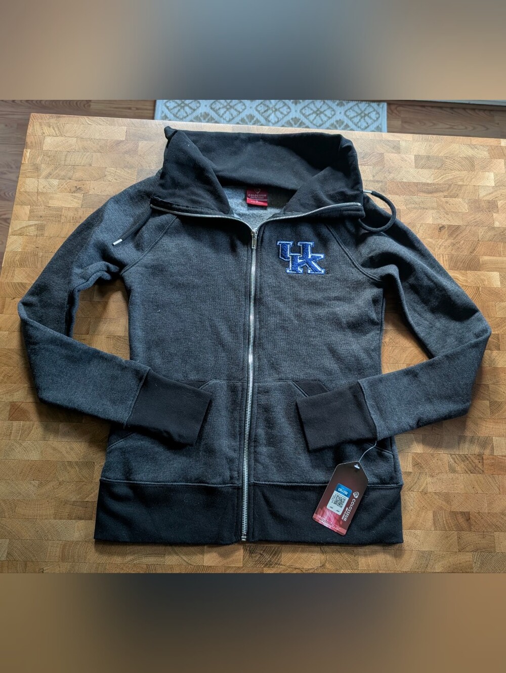 Kentucky Embroidered Dark Gray Zip Front Jacket